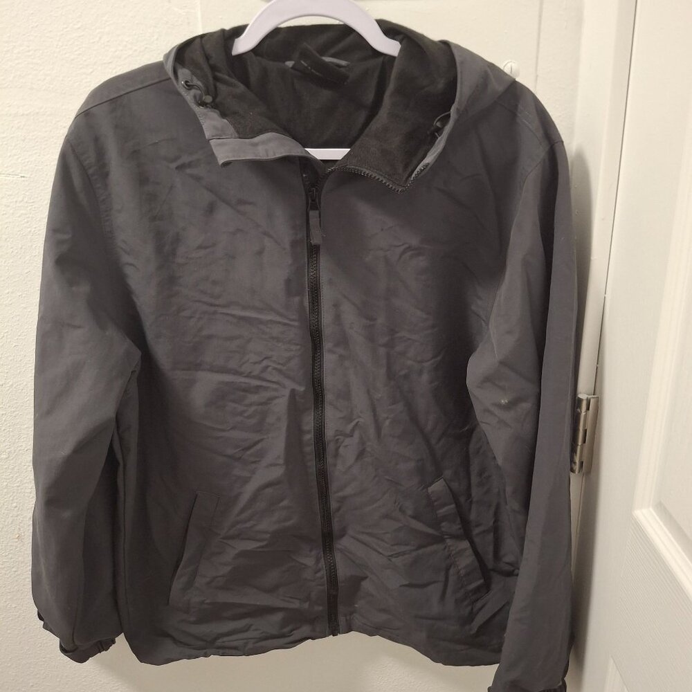 Rugged Exposure Mens Small Gray Hooded Jacket Water-Resistant Windbreaker